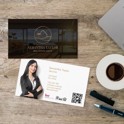 Business Card Realtor, Professional Business Card Design With Photo, Realtor Cards Business, Real Estate Business Cards Ideas Modern, Realtor Business Cards Photo, Realtor Business Cards, Cute Business Cards, Photo Business Cards, Premium Business Cards