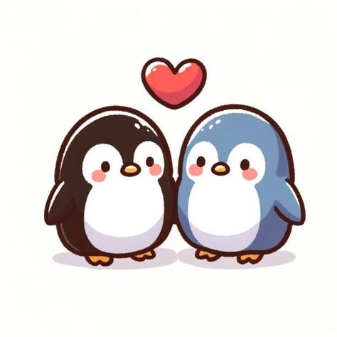 Penguin Love Drawing, Valentines Day Cute Drawings, Valentines Cute Drawings, Cute Small Drawings Love, Small Love Drawings, Cute Valentines Day Drawings, Drawing Ideas Valentines Day, Cute Valentine Drawings, Valentine's Drawings