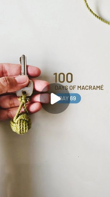 Agrima Wadhwa on Instagram: "100 Days of Macramé - Day 69
Quick Macramé keychain 

Yarn -  Twisted cotton , 2.5mm 
Small bead - 0.5inch
Length - 1.25m

DM for workshops and products

#macrame ##macramemakers #macramelove #india #instagood #instagram #handmade #sustainability #macramekeychain #learnsomethingneweveryday #indian #artistsoninstagram #diy #macramecommunity #knots #explorepage #100daysofmacrame #india" Small Macrame Keychain, Key Tags Ideas Diy, Yarn Keychain Diy, Learn Something New Everyday, Key Tags, 100th Day, Macrame, Yarn, Beads