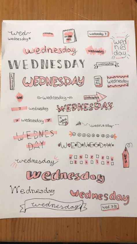 Wednesday Title, Title Designs, Title Ideas, Bullet Journal Font, Journal Fonts, How To Write Calligraphy, Hand Writing, Bullet Journal Design Ideas, Title Design