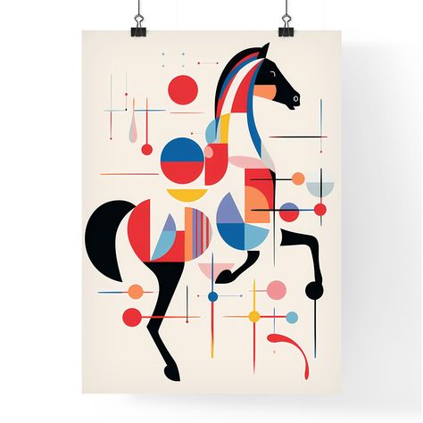 Introducing A Poster of minimalist horse rider line art - A Horse With Colorful Circles And Circles our premium ART Print that captures the playful spirit and vivid imagination of modern art. This eye-catching series features vibrant prints, each one created with a bold and expressive palette that is sure to bring a burst of color and energy to any room.Our ART print is available in a range of sizes to perfectly suit your wall. For each print size, the print is carefully prepared to ensure the i Horse Line Art, Horse Mural, Abstract Horse Art, Rug Hooking Designs, Horse Motif, Horse Art Print, Horse Posters, Abstract Horse, Horse Illustration