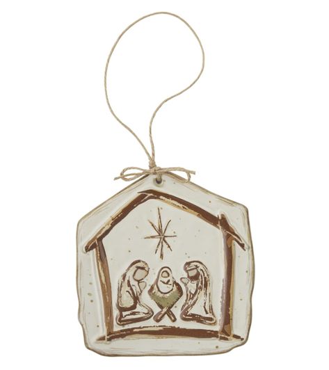 Mud Pie Christmas Church Ornament, Navitity 4.50" x 4.63" #affiliate Air Dry Clay Nativity, Farmhouse Nativity, Block Ornaments, Clay Nativity, Story Of Christmas, Christmas Pie, Christmas Miracle, Pottery Ornaments, Farmhouse Ornaments