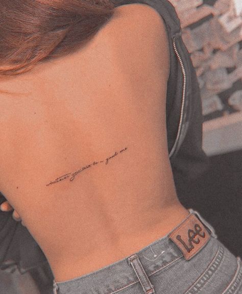 Horizontal Back Tattoo, Tattoos 2023, Writing Tattoos, Inspiration Tattoo, Back Tattoo Women, Tattoo Lettering, Korean Street Fashion, Tiny Tattoos, Beautiful Tattoos