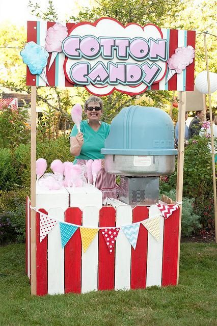 Outdoor Wedding Reception Carnival Circus Birthday Party Planning Ideas Cotton Candy Stand, Fall Carnival, Carnival Birthday Party Theme, Candy Stand, Circus Carnival Party, Spring Carnival, Circus Theme Party, School Carnival, Carnival Wedding