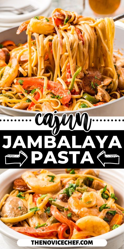 Pasta Jambalaya Recipe, New Orleans Pasta, Jambalaya Pasta Recipe, Shrimp And Andouille Sausage, Shrimp Meals, Jambalaya Pasta, Cheesecake Factory Copycat, Cajun Jambalaya, Easy Cajun