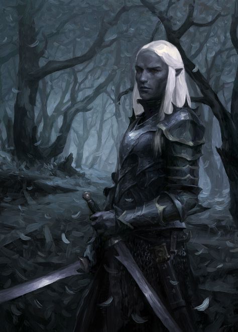 Drow Armor, Drow Rpg, Drow Aesthetic, Mroczny Elf, Drow Male, Half Drow, Elf Warrior, Dark Elves, Elf Characters