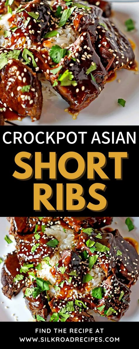 Chinese Short Ribs, Chinese Slow Cooker Recipes, Beef Ribs Crockpot, Short Rib Recipes Crockpot, Short Ribs Crock Pot, Asian Ribs Recipe, Crockpot Asian, Slow Cook Short Ribs, Sticky Ribs Recipe