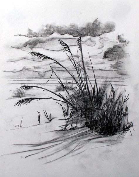 Shoreline Tattoo, Grass Tattoo, Grass Drawing, Interesting Tattoos, Rocky Shoreline, Beach Grass, Art Quilting, Art Study, Dragonfly Tattoo