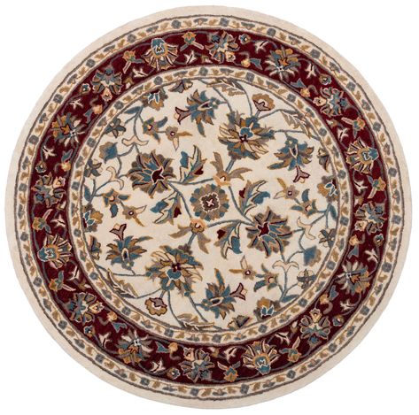 Herat Cream Dark Red Circle Rug, a hand-tufted New Zealand wool round area rug with a classic bordered pattern in cream and red tones (150cm (5ft Circle)) https://www.therugswarehouse.co.uk/round-rugs/agra-classic-circle-rugs/herat-cream-dark-red-circle-rug.html #TheRugsWarehouse Round Persian Rug, Circular Carpet, Circle Carpet, Circle Rugs, Carpet Texture, Indie Drawings, Red Circle, Round Area Rug, Circle Rug