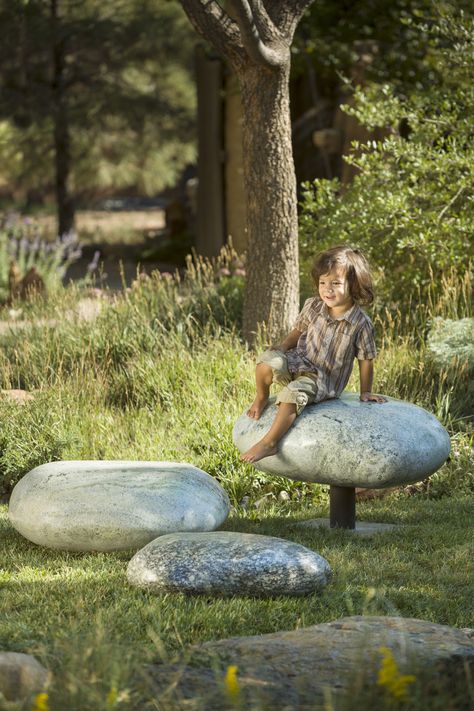 Modern Bench Outdoor, Outdoor Bench Seating, Stone Forest, Pebble Garden, Sensory Garden, Stone Bench, Playground Design, Forest Garden, Garden Store