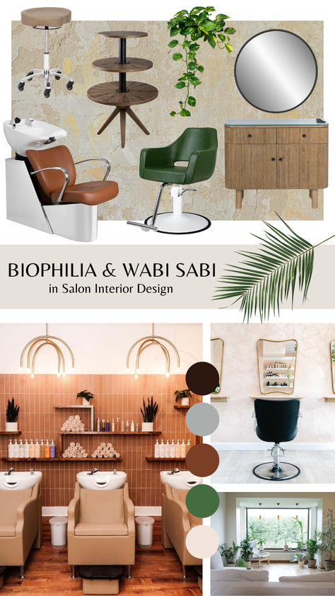 "Sustainable design and sustainably manufactured goods that celebrate the organic is how people live today and is a part of how a space is composed." Read more on Biophilia and Wabi Sabi in salon interior design by clicking on the link below! • • • #myminerva #hairdresser #hairstylist #behindthechair #minervabeauty #beminervabeautiful #interiordesign #saloninterior #salondecor #salonlife #salongoals #hairsalondecor #salonequipment #saloninspo #saloninspiration #salonstyle #salon #beautysalon Art Deco Hair Salon Interior, Salon Concepts, Minerva Beauty, Rustic Tableware, Salon Mirrors, Hair Salon Interior, Salon Suites Decor, Art Deco Hair, Hair Salon Decor