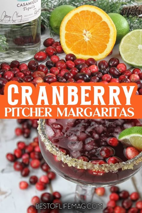 The easiest cranberry margaritas pitcher recipe is perfect for crowds at any time of the year and very easy to make so everyone can enjoy them easily. Holiday Party Recipes | Holiday Party Cocktails | Pitcher Margarita Recipe | Cocktails for a Crowd via @amybarseghian Apple Cider Cranberry Margarita, Pitcher Of Cosmos Recipe, Cranberry Mojito Recipe Pitcher, Easy Pitcher Margarita Recipe, Cranberry Margarita Pitcher, Cocktails Pitcher, Low Carb Margarita Recipe, Healthy Margarita Recipe, Cranberry Margarita Recipe