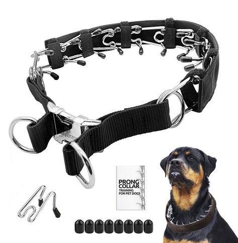 Mayerzon Prong Dog Training Collar with Protector, Steel Chrome Plated Dog Prong Collar, Pinch Collar for Dogs Prong Collar, Training Collar, Dog Training Collar, Quick Release Buckle, Dog Trainer, Dog Neck, Large Dogs, Dog Life, Chrome Plating