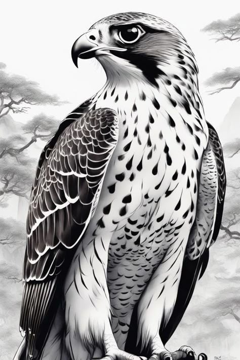 Falcon Birds Realistic Drawing, Eagle Sketch Pencil Drawings, Peregrine Falcon Drawing, Falcon Tattoo Design, Birds Pencil Drawing, Peregrine Falcon Tattoo, Peregrine Falcon Art, Fox Art Drawing, Falcon Sketch