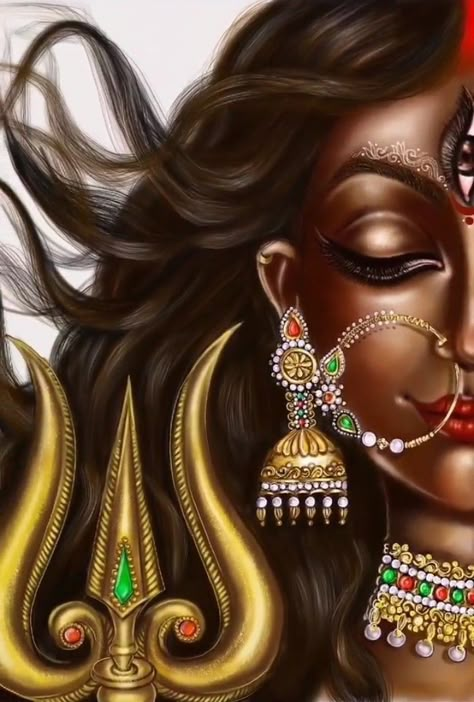 Indian Goddess Kali, Durga Kali, Aadi Shakti, Divine Power, Durga Painting, Shakti Goddess, Durga Images, Shiva Parvati Images, Goddess Durga