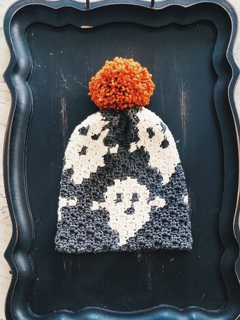 Crochet Halloween Hat, Ghost Amigurumi, Ghost Crochet, Crochet Pour Halloween, C2c Crochet Pattern, C2c Crochet Blanket, Confection Au Crochet, Halloween Crochet Patterns, Bonnet Crochet