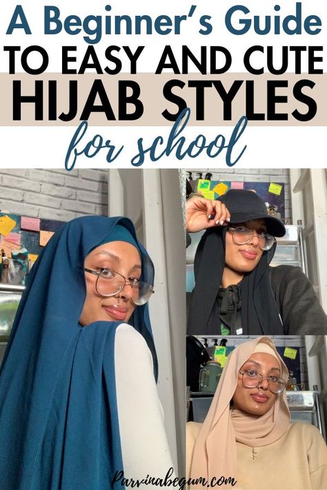 hijab styles for school Cute Hijab Styles, Hijab Styles For Party, Easy Hijab Style, New Hijab Style, Styles For School, Hijab Designs, Simple Hijab, Hijab Style Tutorial, Are You Bored