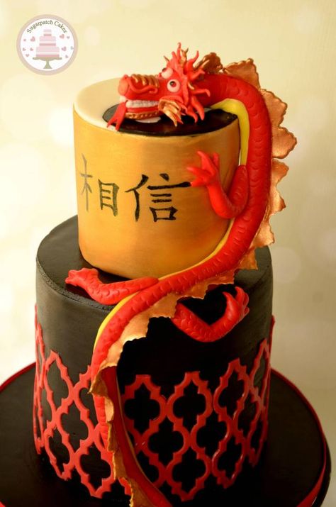 Chinese Dragon - cake by Sugarpatch Cakes - CakesDecor Chinese Dragon Cake, 13th Birthday Ideas, Dragon Cakes, Whipped Ganache, Cake For Kids, Display Cake, Dragon Cake, Chinese Theme, Cakes Inspiration