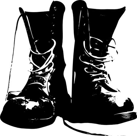 Boots Shoes Clothing clip art - This is a FREE vector graphic that you can download at WWW.4VECTOR.COM #vector #graphic #graphicdesign #illustration Boots Fine, Skinhead Clothing, Military Scrapbook, Shoes Vector, Arte Punk, Fashion Shoes Boots, Army Boots, Silhouette Clip Art, Silhouette Vinyl