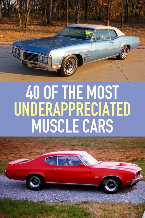 Most collectors seek out the usual suspects as they’re well-known, well-loved and iconic. But what about some of the lesser-known muscle cars? In a sea of Mustangs and Camaros, you can stand out from the crowd with a unique and misunderstood model from the era of muscle. Here are big-motor bruisers that will turn heads, burn rubber and stand out at a car show. Ford Muscle Cars, 1920 Cars, Cheap Muscle Cars, 34 Ford Coupe, Muscle Car Ads, Famous Vehicles, Old School Muscle Cars, 60s Muscle Cars, 70s Muscle Cars