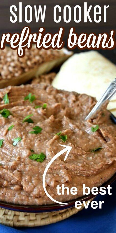 Slow Cooker Refried Beans, Crockpot Refried Beans, Make Refried Beans, Beans In Crockpot, Homemade Refried Beans, Refried Beans Recipe, Easy Side Dish, Best Slow Cooker, Beans Recipe