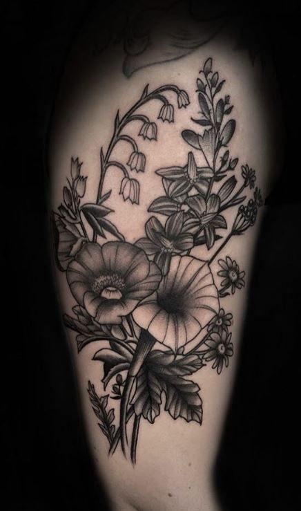 Poisonous Flowers Tattoo, Poisonous Flowers, Art Journal Backgrounds, Flower Boquet, Mushroom Tattoos, Tattoo Reference, Elbow Tattoos, Plant Tattoo, Flower Tattoo Sleeve