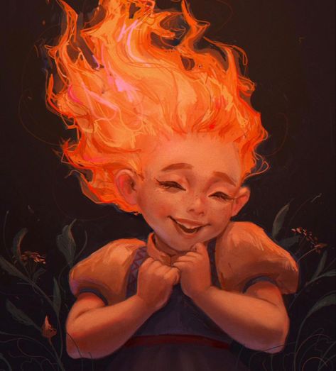 Fire Hair Oc, How To Draw Fire Hair, Fire Genasi Aesthetic, Fire Hair Character Design, Fire Princess Aesthetic, Sophia Volovik, Ember Aesthetic, Fire Hair Aesthetic, Fire Hair Art