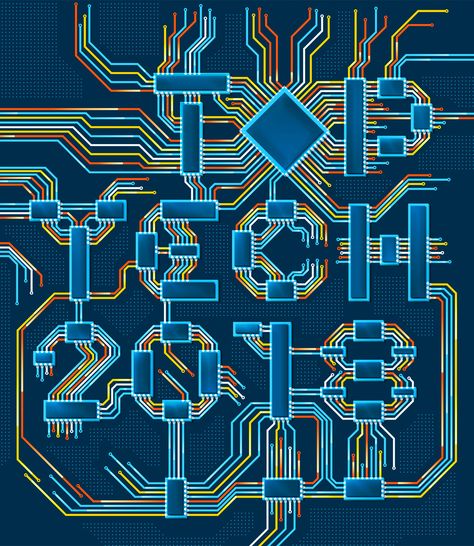 IEEE Spectrum - Top Tech 2018 on Behance Tech Graphic Design Poster, Tech Poster Design Inspiration, Modern Technology Poster, Tech Expo Poster, Tech Typography, Technology Typography, Technology Poster, Electronic Circuit Design, Timeline Design