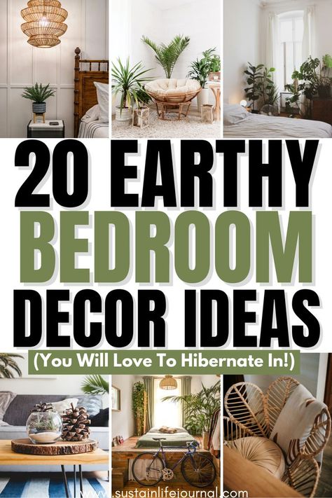 earthy bedroom decor Bedroom Decor Nature Inspired, Plant Lover Bedroom Ideas, Bedroom Ideas Botanical, Nature Themed Apartment, Botanical Themed Bedroom, Bedroom Decor Natural Earthy, Cozy Natural Bedroom Aesthetic, Earthy Bedroom Inspirations, Earthy Home Ideas