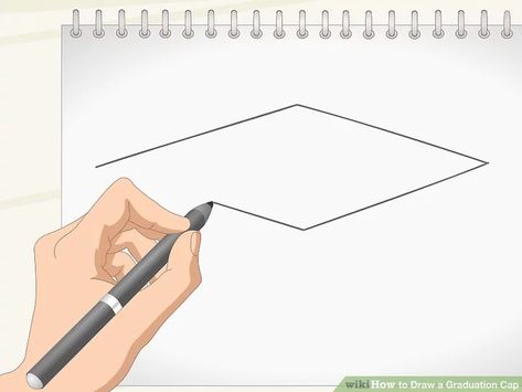 How to Draw a Graduation Cap: 14 Steps (with Pictures) - wikiHow Cartoon Graduation Cap, Graduation Cap Drawing, Cartoon Graduation, How To Drow, Senior Graduation Quotes, Cap Drawing, Graduation Art, Graduation Cap Designs, Graduation Quotes