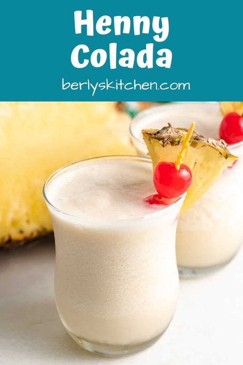 Henny Colada Recipe, Henny Drinks, Henny Colada, Tequila And Lemonade, Vodka Cranberry Cocktail, Hennessy Cognac, Blended Cocktail, Pina Colada Recipe, Fun Drinks Alcohol