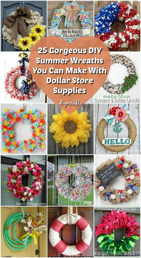 Diy Summer Wreaths, Summer Supplies, Dollar Store Christmas, Diy And Crafts Sewing, Diy Summer, Summer Wreaths, Ideas Vintage, Summer Diy, Tree Crafts