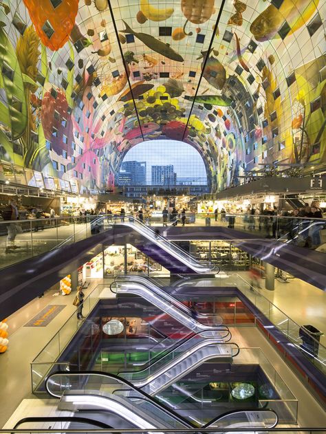 6 Years Ago, I Designed A Huge Digital Mural For Rotterdam's Markthal And It's Still The Craziest Project In My Career | Bored Panda Rotterdam Market, Retro Futuristic Art, Crazy Roller Coaster, Rotterdam Architecture, Pretty Buildings, Beautiful Europe, Large Mural, Sistine Chapel, World Images