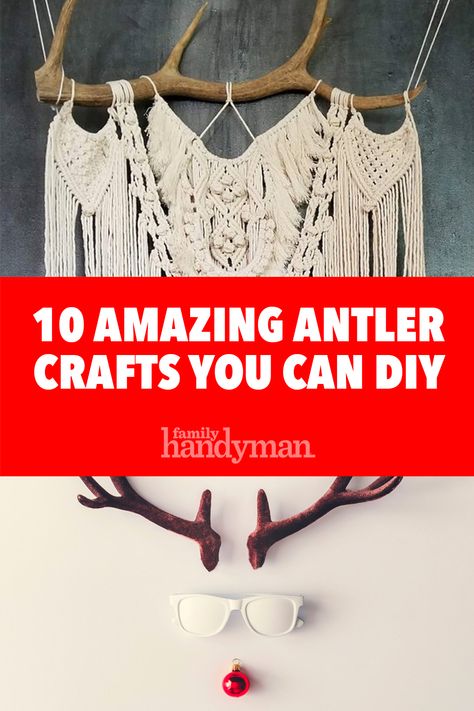 Antler Dream Catcher Diy, Antler Decoration Ideas, Macrame Antler Diy, Antler Crafts Projects, Crafts With Antlers, Deer Antler Decor Diy, Antler Decor Diy, Antler Art Projects, Elk Horn Decor Ideas