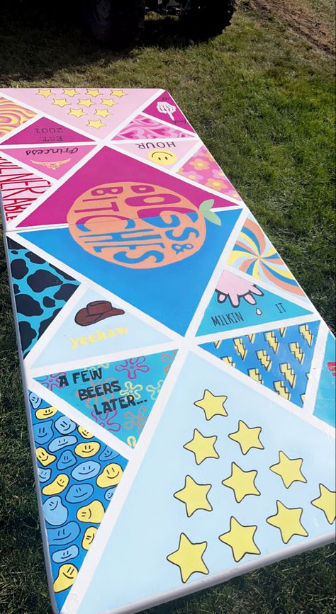 Pink and blue, painted, drinking Easy Beer Pong Table Painted, Ping Tables Painted, 21st Beer Pong Table, Preppy Pong Table, Pong Table Designs College, Peer Pong Painted Table, Beer Pong Table Painted Western, Personalized Beer Pong Table, Pong Table Template