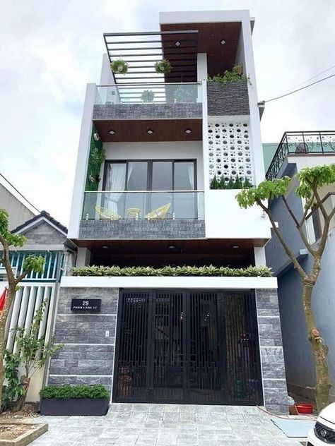 Home Designs Exterior, Narrow House Designs, Normal House, Front Facade, Small House Front Design, Two Story House, Modern Small House Design, Small House Elevation Design, Small House Design Exterior