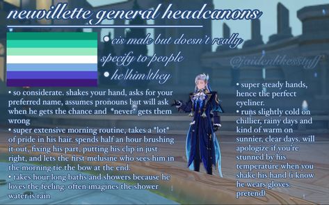 some of my PERSONAL headcanons for Neuvillette from Genshin Impact. by yours truly (@poprvcks on Instagram) Genshin Impact Headcanon, Genshin Headcanons, Body Template, Yours Truly, Genshin Impact, Anime, On Instagram, Quick Saves, Instagram