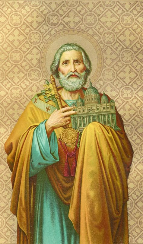 Saint Peter - Sobre esta roca edificarè mi Iglesia Saint Joseph Art, Simon Peter, St Peter And Paul, Catholic Doctrine, Vintage Holy Cards, St Ignatius, Saint Peter, Catholic Images, Christian Traditions