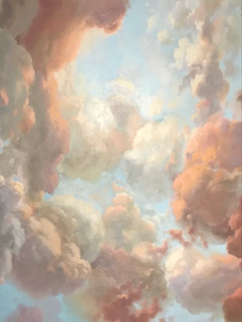 Angelcore Aesthetic, Rococo Art, Ceiling Murals, Cotton Candy Sky, Angel Aesthetic, Cloud Painting, Greek Art, Ethereal Art, Art Plastique