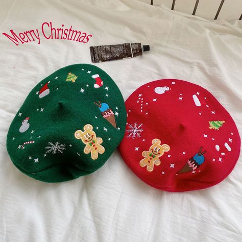 Product information:  Product Name: Christmas Beret  Product size: adult, 56-58cm, one size fits most Color: as shown in the picture  Production method: Handmade  This hat is a very great gift for family or friends. Suitable for many occasions, daily wear, party, holiday, etc. Care: Do not bleach, do not machine wash. Clean small stains: use detergent and cloth back and forth to gently wipe, and then wash the cloth in clean water, wipe the hat and lay the beret flat to dry Please allow1-2 cm err Christmas Beret, Elegant One Size Winter Beret, Winter Retro Brimmed Beret, Elegant One-size Winter Beret, Red Adjustable Winter Beret, Winter Green, Wool Beret, Holiday Hats, Wool Berets