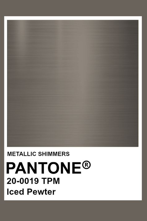 Iced Pewter #Metallic #Pantone #Color Metallic Shimmer Pantone, Pantone Metallic Gold, Pantone Metallic Shimmers, Metal Color Palette, Metallic Pantone, Metallic Color Palette, Pewter Colour, Brown Pantone, Pantone Swatches