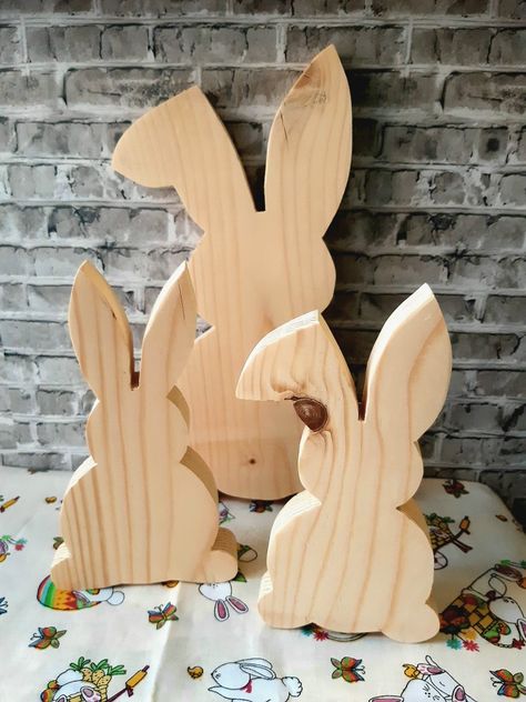 Wooden Toys Diy, Wooden Figures, Easter Bunny Crafts, Bunny Figurine, Easter Bunny Decorations, Bunny Crafts, Diy Toys, Yard Art, Easter Crafts