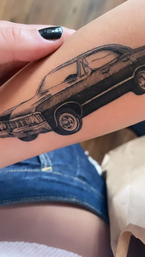 Tattoed Heart, Mustang Tattoo, New Tattoo Styles, Strong Tattoos, Vintage Tattoo Art, Car Tattoos, Dad Tattoos, Tattoo Portfolio, Vintage Tattoo