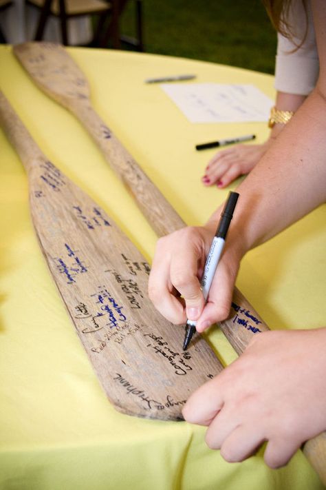 Guest book for a wedding..wouldn't that be cool with baseball bats? Houses Decor, Baby Shower Fishing, Nautical Bridal Showers, Lake Party, Lake Ideas, Fishing Wedding, Boy Baby Shower Ideas, Lake Houses, Nautical Wedding Theme