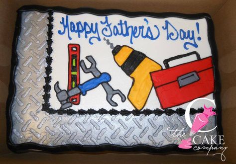 Fathers Day cake Simple Sheet Cake Designs For Men, Retirement Party Cakes, Happy Fathers Day Cake, Dairy Queen Cake, Cake Design For Men, Buttercream Fondant, Sports Themed Cakes, Cake Borders, Sheet Cake Designs