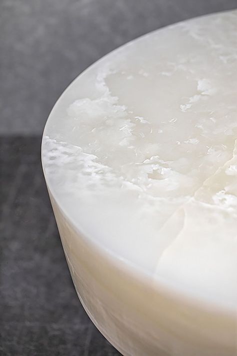 New Constantin side table in white onyx design by Joris Poggioli Onyx Table, Contemporary Design Style, Sculptural Furniture, Onyx Marble, White Onyx, Low Table, Marble Side Tables, Paris Design, Furniture Side Tables