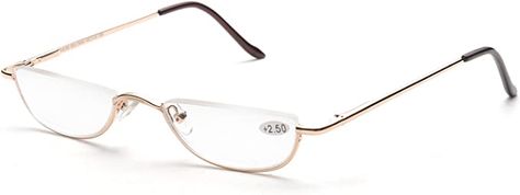 Amazon.com: ZUVGEES Vintage Alloy Semi Rimless Reading Glasses Men Women Half Frame Slim Glasses with Stylish Case T0340 (Gold, 3.50) : Health & Household Glasses Without Frame, Semi Rimless Glasses, Reading Glasses Men, Gold Glasses, Rimless Glasses, Fashion Eye Glasses, Glasses Men, Ncis, Eye Glasses