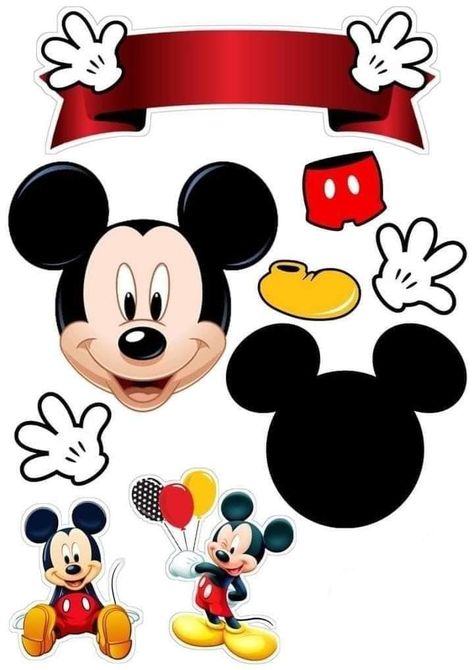 Mickie Mouse Cake, Mickey Mouse Topper, Mickey Birthday Cakes, Mickey Mouse Banner, Mickey Mouse Cake Topper, Miki Mouse, Mickey Mouse Crafts, Mickey Mouse Birthday Decorations, Mickey And Minnie Cake