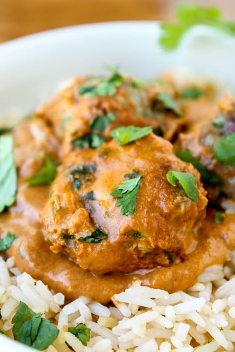 Chicken Tikka Masala Meatballs 1770 House Meatloaf, The Food Charlatan, Ground Chicken Recipes, Food Charlatan, Chicken Tikka Masala, Minced Meat, Chicken Tikka, Meatloaf Recipes, Boneless Skinless Chicken