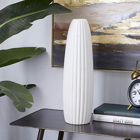 Amazon.com: Deco 79 White Ceramic Contemporary Vase, 18 x 5 x 5 (Medium): Home & Kitchen Tall White Vase, Contemporary Vase, Colored Vase, Elegant Vase, Eggshell White, Contemporary Vases, Colored Vases, Elegant Vases, White Ceramic Vases